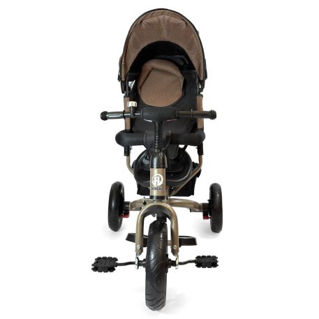 MK H-Trike Hype trojkolka s rodičovskou rukoväťou a opierkou na nohy v hnedo-čiernej farbe + darček