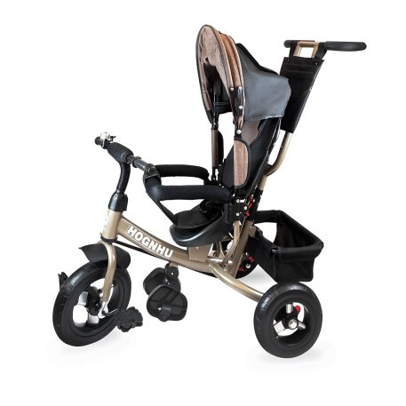 MK H-Trike Hype trojkolka s rodičovskou rukoväťou a opierkou na nohy v hnedo-čiernej farbe + darček