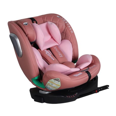 ISOFIX 360° otočná autosedačka Mama Kiddies iSize Journey (40–150 cm) v ružovej farbe,  slnečná clona ako darček