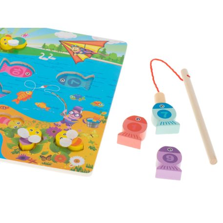 Montessori drevená magnetická rybárska hračka s rybami a včelami