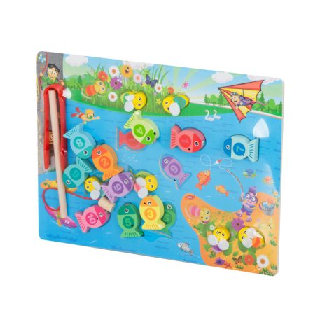 Montessori drevená magnetická rybárska hračka s rybami a včelami