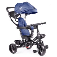   Fix Lite 3v1 trojkolka s vodiacou páčkou a stupačkami, modrá (sedadlo otočné o 360°)