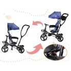 Fix Lite 3v1 trojkolka s vodiacou páčkou a stupačkami, modrá (sedadlo otočné o 360°)