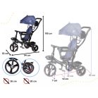 Fix Lite 3v1 trojkolka s vodiacou páčkou a stupačkami, modrá (sedadlo otočné o 360°)