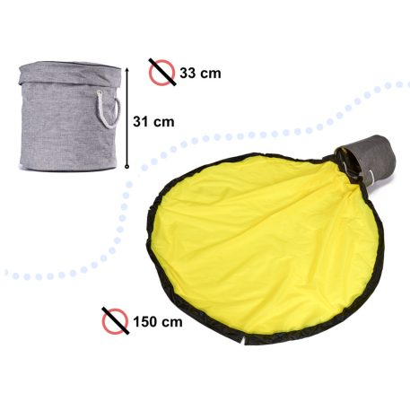 Vodotesný úložný box na hračky 2 v 1 s hracou podložkou - žlto-šedá