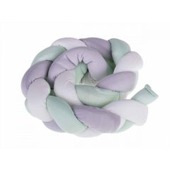   Mantinel do postieľky v tvare vrkoča 7x100 cm v zeleno-sivo-bielej farbe