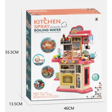 Happy Kitchen 46 dielna detská kuchynská súprava v pink farbe