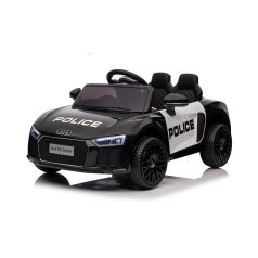   Audi R8 elektrické policajné auto s dvojitým motorom v čiernej farbe so sedadlom z ekokože na diaľkové ovládanie