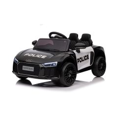   Audi R8 elektrické policajné auto s dvojitým motorom v čiernej farbe so sedadlom z ekokože na diaľkové ovládanie