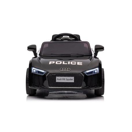 Audi R8 elektrické policajné auto s dvojitým motorom v čiernej farbe so sedadlom z ekokože na diaľkové ovládanie