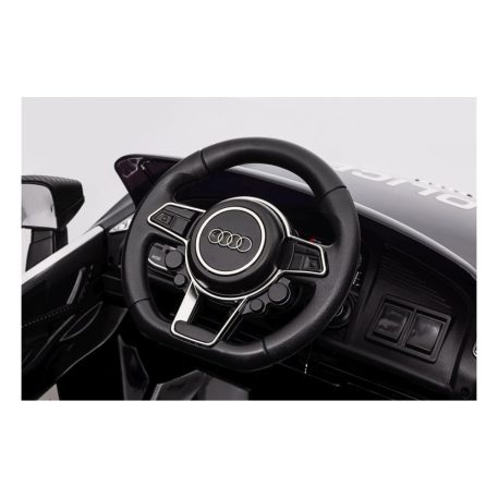 Audi R8 elektrické policajné auto s dvojitým motorom v čiernej farbe so sedadlom z ekokože na diaľkové ovládanie