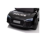 Audi R8 elektrické policajné auto s dvojitým motorom v čiernej farbe so sedadlom z ekokože na diaľkové ovládanie