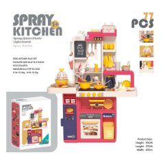   77-dielna detská kuchynská súprava Spray Kitchen v červenej farbe