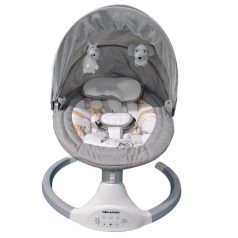   Mama Kiddies prémiová 2-v-1 elektrická hojdačka a lehátko s diaľkovým ovládaním v sivej farbe + darčeky