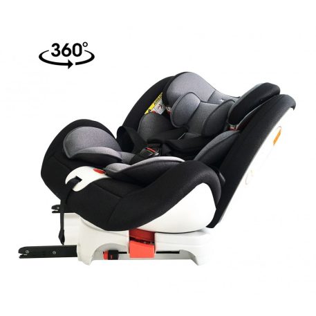 ISOFIX-es 360°-ban forgatható Mama Kiddies Rotary biztonsági autósülés (0-36 kg) fekete-sötétszürke színben + ajándékok