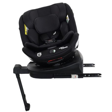 ISOFIX-ová autosedačka Mama Kiddies Turbo Wings otočná o 360° (40 – 150 cm) v čiernej farbe s opornou nohou + darček – opierka chrbtice, slnečná clona