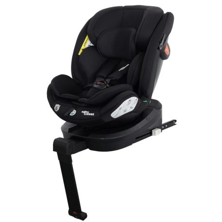 ISOFIX-ová autosedačka Mama Kiddies Turbo Wings otočná o 360° (40 – 150 cm) v čiernej farbe s opornou nohou + darček – opierka chrbtice, slnečná clona