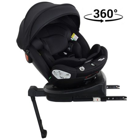 ISOFIX-ová autosedačka Mama Kiddies Turbo Wings otočná o 360° (40 – 150 cm) v čiernej farbe s opornou nohou + darček – opierka chrbtice, slnečná clona