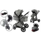 Mama Kiddies 4v1 Charlie PRO kočík s príslušenstvom v šedej farbe s ISOFIX základňou + darček