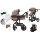 Mama Kiddies 4v1 Evening Star Black Edition multifunkčný kočík s príslušenstvom v béžovo-hnedej farbe s ISOFIX základňou + darček