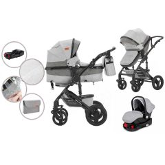   Mama Kiddies 4v1 Evening Star Black Edition multifunkčný kočík s príslušenstvom v sivej farbe s ISOFIX základňou + darček